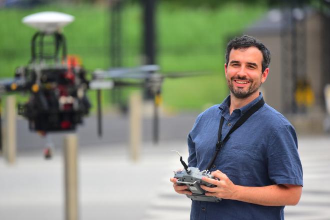 Picture of Fernando Cladera with Falcon 4 UAV